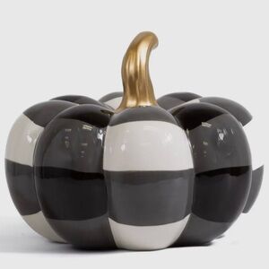 Buffalo Check Pumpkin Black and White with Brushed Gold Stem Ceramic 8.5”